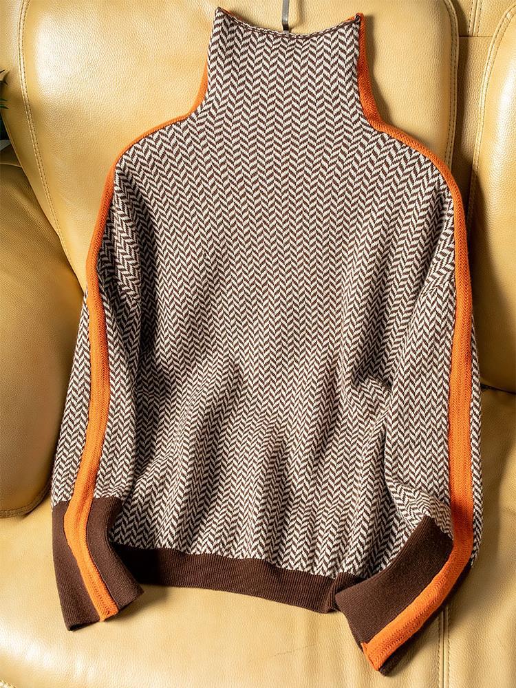 Malou™ - STRIKING STRIPED TURTLENECK PULLOVER