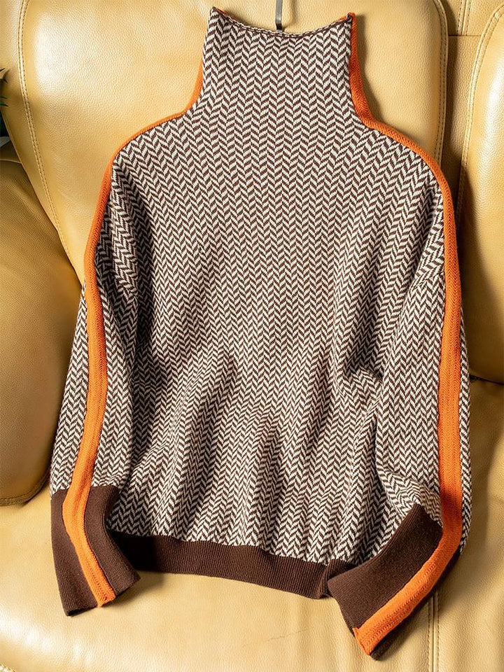 Malou™ - STRIKING STRIPED TURTLENECK PULLOVER