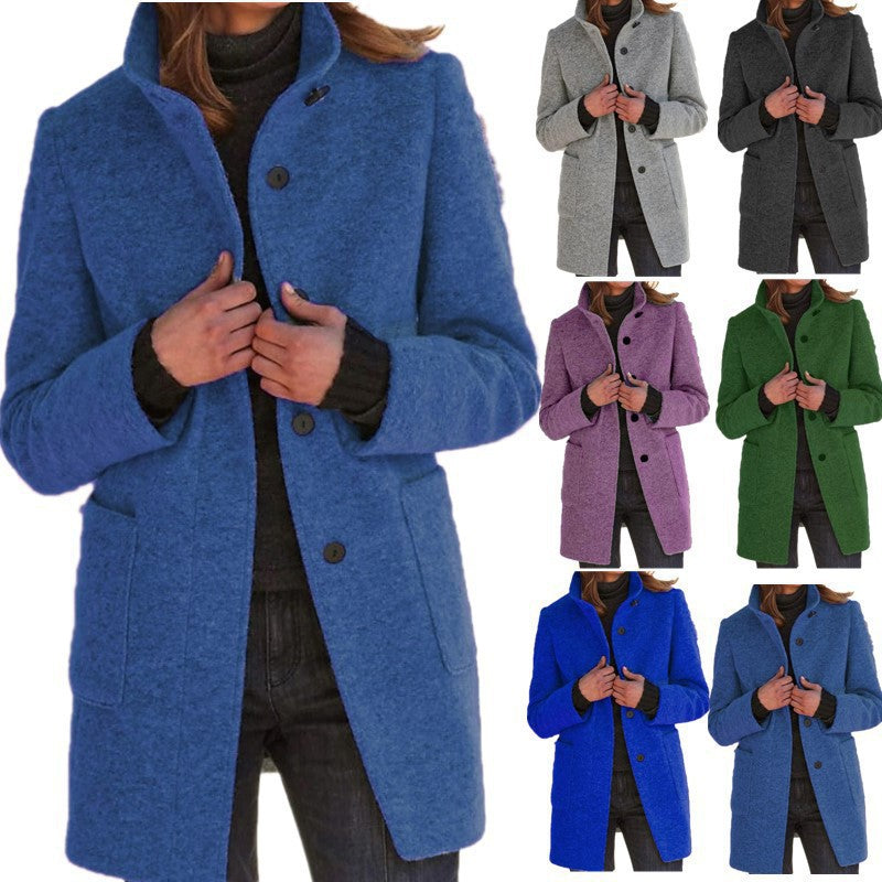 Autumn™ - RETRO WOMEN'S WIND JACKET WITH BUTTONS AND STAND COLLAR