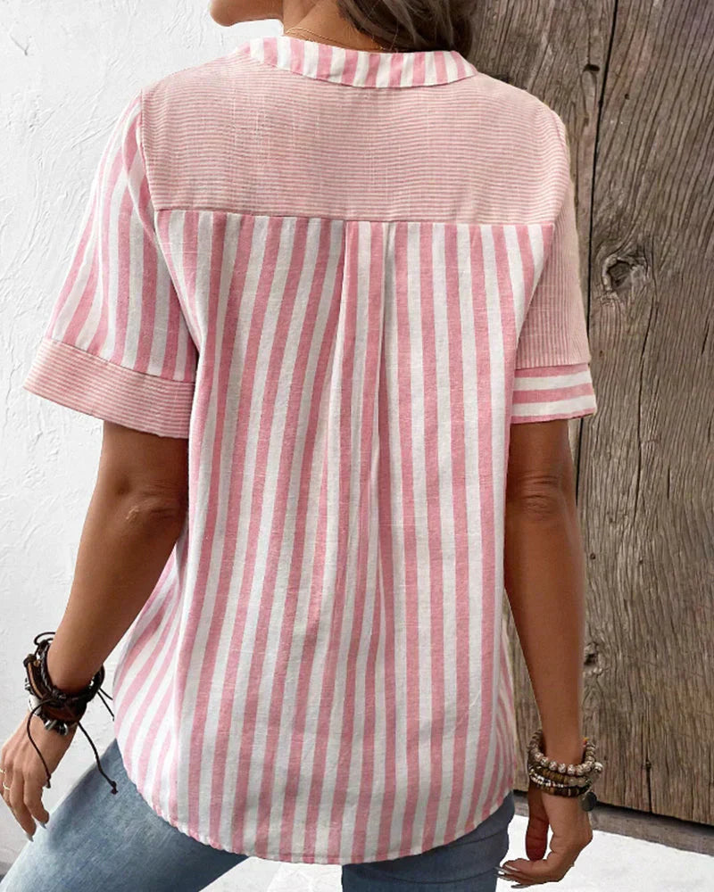 Jenny™ - STRIPED LINEN-COTTON SUMMER TOP