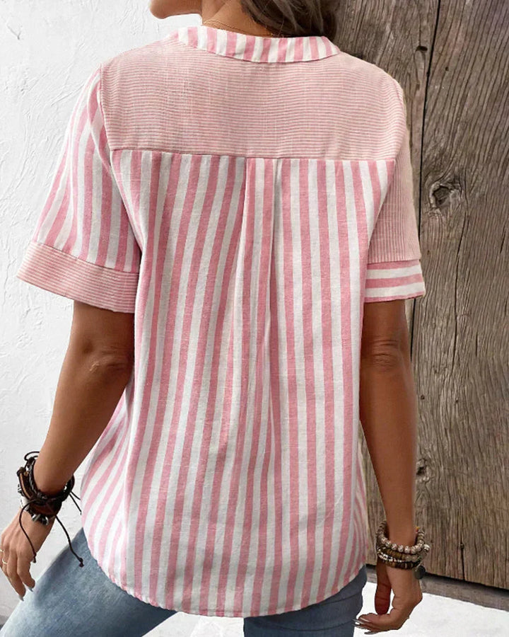 Jenny™ - STRIPED LINEN-COTTON SUMMER TOP