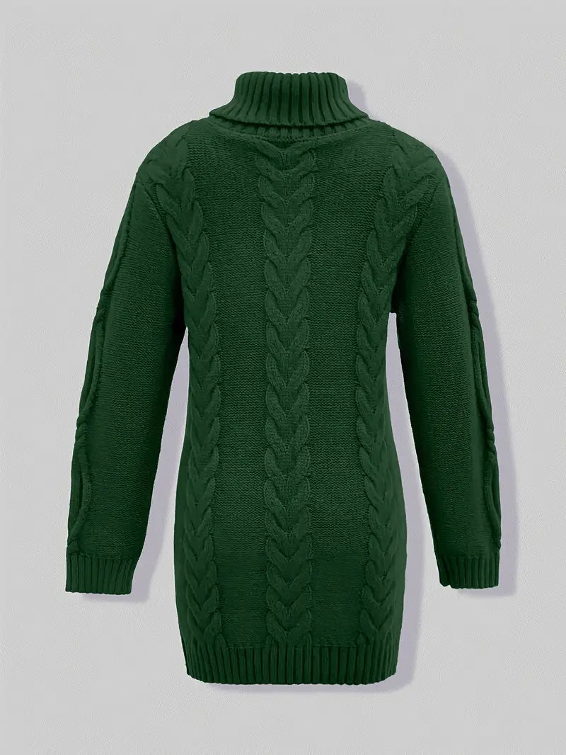 Ulalume™ – COZY CHUNKY CABLE TURTLENECK DRESS