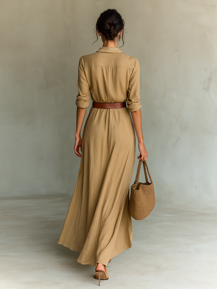 Caliane Maxi Dress™ - ELEGANT WITH BELT AND COLLAR DESIGN