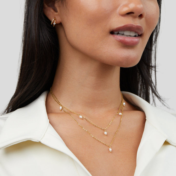Paelina – ELEGANT LAYERED PEARL DROP NECKLACE