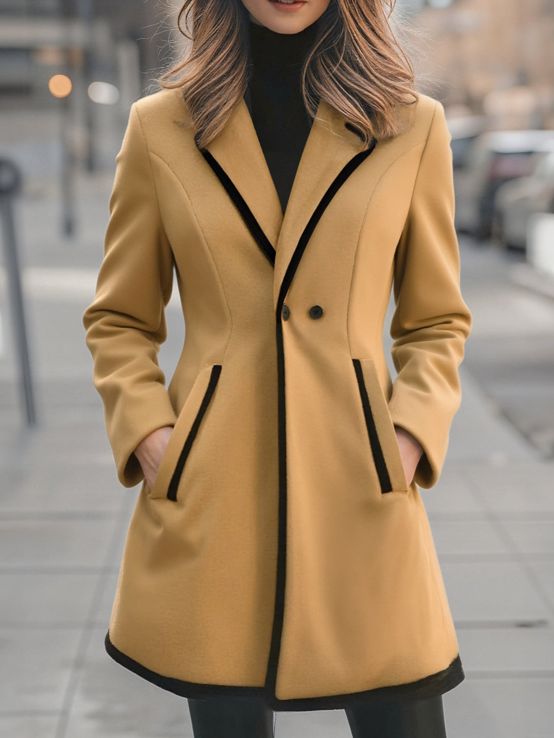 Jasmine™ - ELEGANT DOUBLE-BREASTED COAT WITH CONTRAST TRIM