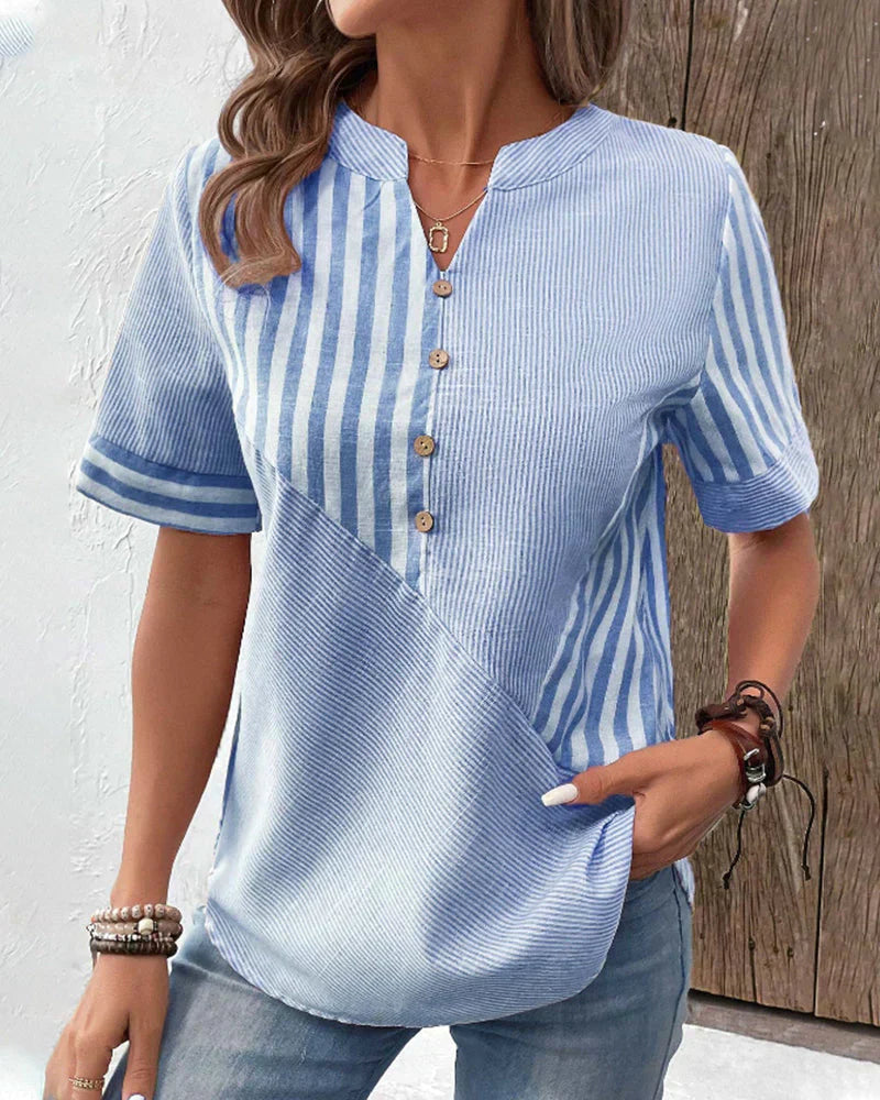 Jenny™ - STRIPED LINEN-COTTON SUMMER TOP