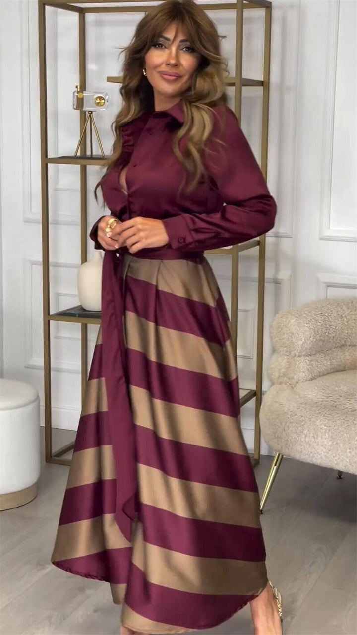 Niamh™ - STRIPED MAXI DRESS WITH ELEGANT SILHOUETTE