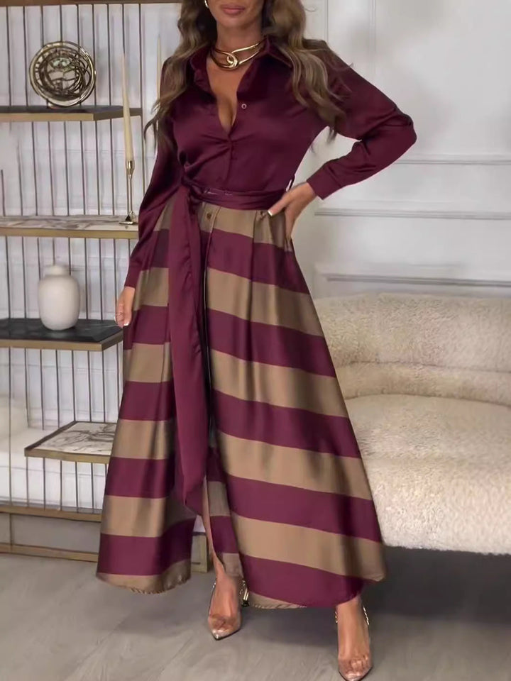 Niamh™ - STRIPED MAXI DRESS WITH ELEGANT SILHOUETTE