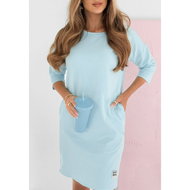 Lieka™ - DRESS WITH ROUND NECKLINE AND 3/4 SLEEVES, POCKETS