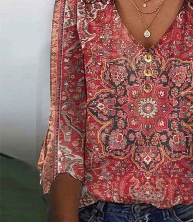ARABELLA™ - ED PRINT V-NECK TOP